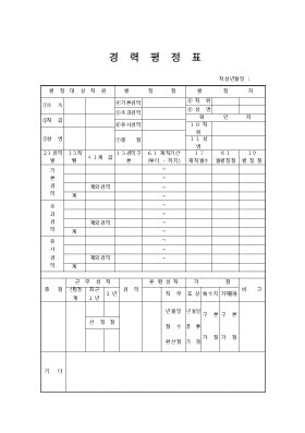 경력평정표